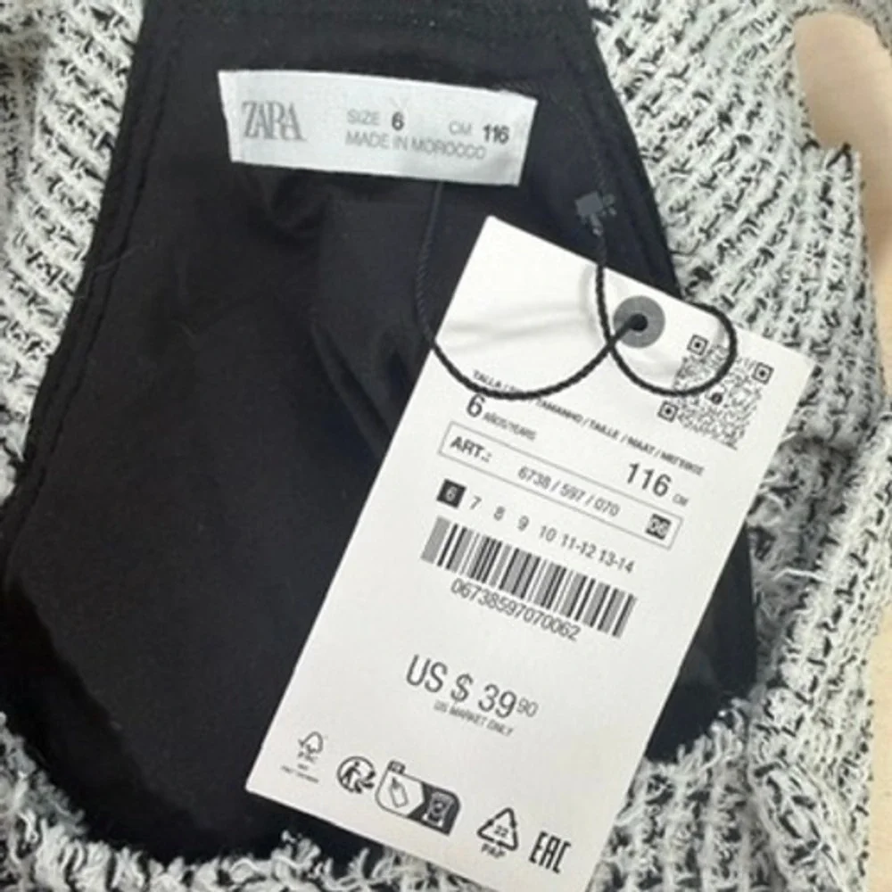 Zara Girls Boucle Tweed Pinafore Dress Cargo‎ Pocket Jumper Size 6 NWT